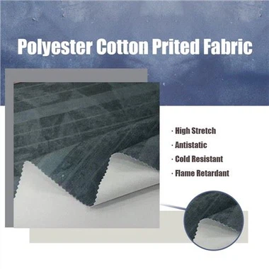 Tc wedi'i gymysgu polyester cotwm adeiledd wedi'i argraffu'n blaen Adeiledd gwanwyn a dillad yr hydref sy'n gweddu i ffabrig ffabrig pu ffabrig wedi'i orchuddio yn darparu addasu ar gyfer cot siaced